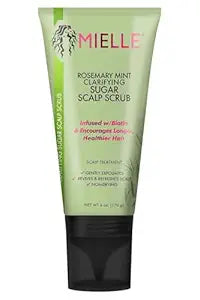Mielle Organics Rosemary & Mint Sugar Exfoliating Scalp Scrub - Gentle Pre-Shampoo Dry Scalp Treatment for Oil & Product Buildup - Biotin Infused Non-Drying, Moisturizing Formula (6 Fl Oz)