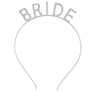 KICOSY Bride Headband for Wedding, Bridal Shower, Bachelorette Party, Bridal Tiara, Rhinestone & Silver, Women's Headpiece Hair Accessories, One Size, 1 Count