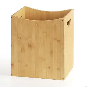 MOOACE Small Wastebaskets, 5 Gallon Trash Can with Handles, Rectangular Waste Baskets Bamboo Garbage Can for Bathroom Kitchen Living Room Office Decorative Under Counter