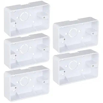 5 Pack Low Profile Electrical Box Abs Wall Mounted Junction Box Surface Mount Outlet for Wall Socket External Installation for Home Office White