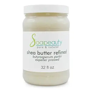 Soapeauty 100% Pure Refined African Shea Butter - Expeller Pressed, Odorless - Pure Moisturizer for Skin & Hair - Ethically Sourced from Ghana | 32 oz