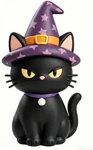 JarThenaAMCS 2Pcs Halloween Toilet Bolt Caps, Black Cat with Witch Hat