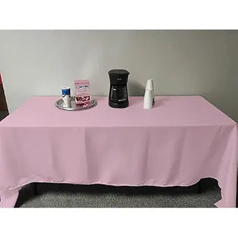 Intedge TCM6464-PINK Square Tablecloth, 64" x 64", Hemmed Edge, Poly Cotton Blend, Dining and Kitchen Cloth Table Cover, Washable Reusable Fabric, 1 Each, Made in USA