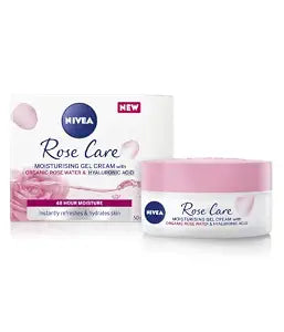 24h Day Cream (50 ml), Face Care with Rose Water and Hyaluron, Light Gel Face Cream for Smooth Delicate Skin, Moisturising Cream