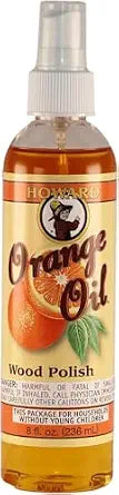 HOWARD - Orange Oil Wood Polish - Revitalize and Conditions Your Wood Furniture, Safe on finished and unfinished wood. Size: 8 Fl oz