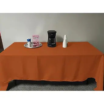 Intedge TCM45110-ORANGE Rectangular Tablecloth, 45" x 110", Hemmed Edge, Poly Cotton Fabric, Reusable and Washable Fabric Table Cover for Dining, Made in USA, 1 Each