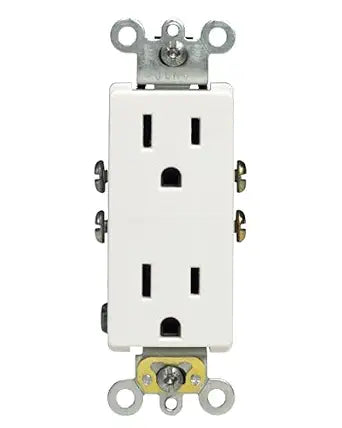Leviton 5325-WMP 15 Amp, 125 Volt, Decora Duplex Receptacle, Residential Grade, Grounding, 10-Pack, White