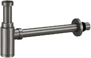 304 Stainless Steel Bathroom Sink Stopper P-Trap, Odorless Wall Drain with G1-1/4 Interface (Gunmetal Gray)