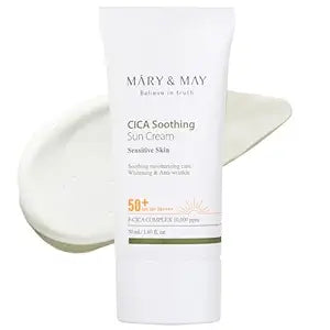 [Mary&May] CICA Soothing Sun Cream SPF50+ PA++++ 1.69 Fl Oz / 50ml | Light Absorption, Non-Sticky SPF, Hydration, No White Cast, Cica Facial, Daily care | Cruelty Free, Vegan