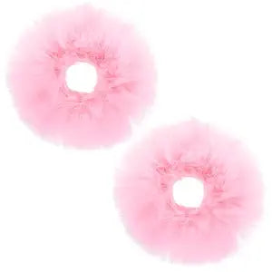 2 Pcs Pink Pom Pom Hair Tie, Fuzzy Furry Faux Rabbit Fur Scrunchies Baby Hair Ties Ponytail Holders Pom Hair Accessories for Girls Women (Pink)