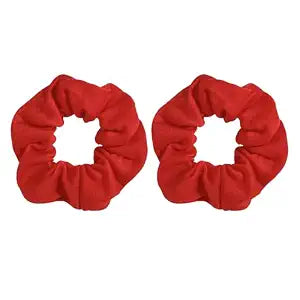 YISSION Red Hair Scrunchies, Soft Elastic Hair Ties for Women and Girls, No Damage Ponytail Holders for Daily Wear, Gym, Parties & Gifts, 2 Pack