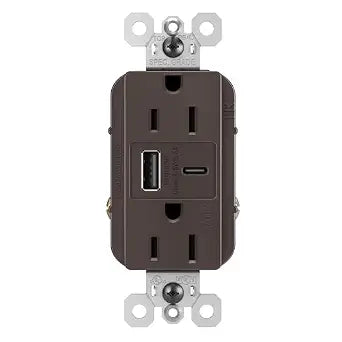 Legrand 15 Amp Spec Weather Resistant Outlet 6A USB Type A/C Brown 1 Pack