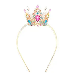 VELSCRUN Rainbow Crystal Tiara Headband, Crowns for Women, Princess Girls Tiaras, Royal Queen Crown Princess Quinceanera Headpieces for Birthday Prom Bride Wedding Pageant Party Hair Band