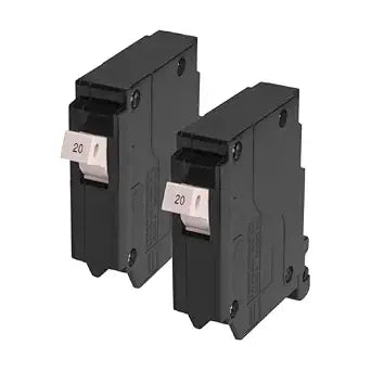 20 Amp 1-Pole Circuit Breaker, Type 3/4-Inch Plug-On Molded Case (2Pcs)