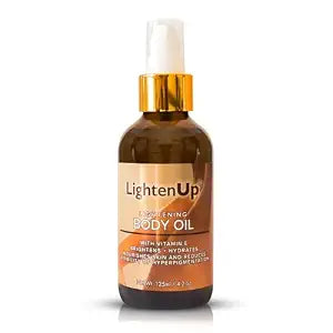 LightenUp, Skin Brightening Body Oil - 4.2 fl oz / 125 ml - Hyperpigmentation Body Seum, Dark Spot Remover, for Men and Women with Vitamin E, Shea Butter, Almond Oil