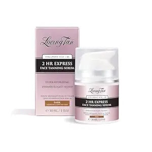 Loving Tan 2 HR Express Face Tanning Serum, Dark - Hydrating, Natural-Looking Glow Sunless Self Tanner, Dermatologist Tested, Naturally Derived DHA, Vegan & Cruelty-Free (1 Fl Oz) Packaging May Vary