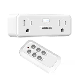 TESSAN Remote Control Outlet Plug, Wireless Switch with 2 Sockets