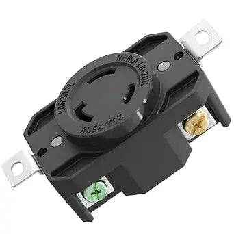 1 Pack NEMA L6-20R Flush Mounting Locking Receptacle, Industrial Grade Twist Lock Socket/Outlet for Generator, 20 Amp 250V 2 Pole 3 Wire Grounding, Heavy Duty, UL Listed(E309821)