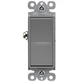 ENERLITES Gray Illuminated Single Pole Decorator Paddle Light Switch, 15A