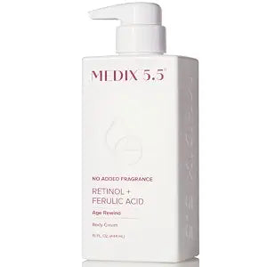 MEDIX Fragrance Free Retinol Face Moisturizer & Body Lotion Crepey Skin Care Treatment | Anti Aging Firming Retinol Cream For Face Targets Loose Crepe Skin, Wrinkles, & Fine Lines, 15 Fl Oz