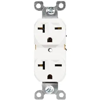 SHADID 220V / 240V / 250V Single Wall Outlet, Nema 6-20R Receptacle, 20 Amp Electrical Switch, Industrial Grade, Round/Duplex, White, 52477-WH