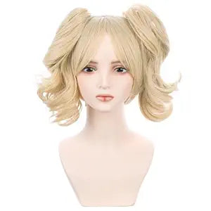 Kids Blonde Pigtail Wig Short Blonde Two Ponytail Wig for Girls