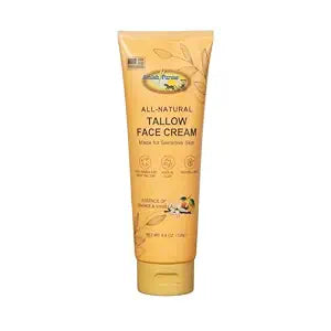 Amish Farms Grass Fed Beef Tallow Face Moisturizer with Kaolin Clay, Vitamin E & Olive Oil - 100% Organic Tallow Cream for Dry Sensitive Skin, Orange Vanilla Scent Lotion Skincare for Men & Women
