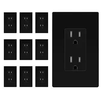 TG 10 Pack Decorator Wall Outlet, Tamper Resistant Receptacle 15A 125V