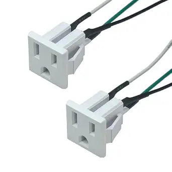 2PCS White 15A 125V AC Panel Mount Outlet, 3 Pins US Power Socket