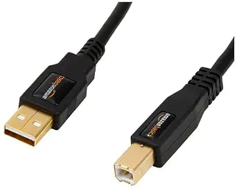 Amazon Basics USB 2.0 Cable, USB-A to USB-B, for Printer or External Hard Drive, Connect to Computer/Laptop/PC, 480 Mbps Transfer Speed, Gold-Plated Connectors, 6 Foot, Black