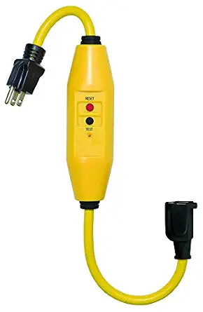 Tower Manufacturing 30438018 Auto-Reset 15 AMP Inline GFCI Single Connector Cord, 18 Inches, Yellow