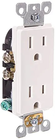 Leviton 15 Amp 125 Volt, Tamper Resistant, Decora Duplex Receptacle, Straight Blade, Self Grounding, T5325-SW, White