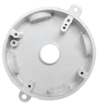 Sealproof 5 Hole Nonmetallic Weatherproof Round Electrical Outlet Box with 3/4" Outlet Holes and 1/2" Reducer Bushings, Wet Locations, UL Marine Listed, White