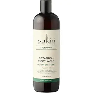 Sukin Signature Body Wash – Soap-Free Botanical Shower Gel with Moisturizing Rosehip, Jojoba, and Avocado Oils + Soothing Aloe Vera and Chamomile, 16.9 Fl Oz