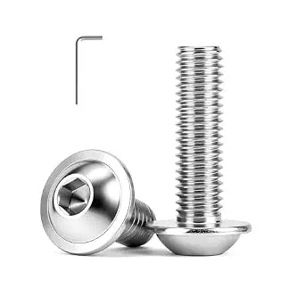 M5 x 16mm (25 Pack) Flanged Button Head Hex Socket Cap Screws Bolts, Hex Drive Bright Finish Fully Machine Thread, Corrosion Resistant 304 Stainless Steel 18-8 Screws