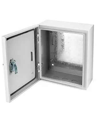 QWORK Heavy-Duty Outdoor Electrical Box, Fiberglass Reinforced Polyester, Steel, 12x10x6 inches with Lock & Keys for Industrial, Mall, Residential Use