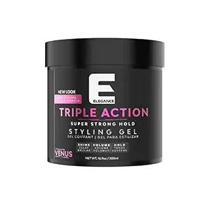 E Elegance Triple Action Hair Gel, Super Strong Hold, Venus, 16.9 oz