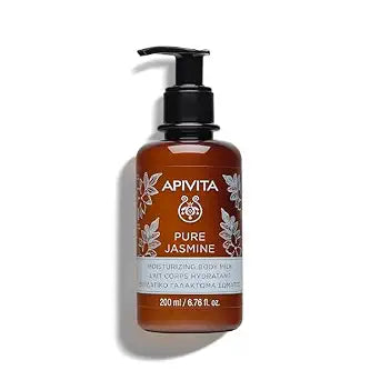 Apivita Pure Jasmine Body Milk | Moisturizes & Soothes with Jasmine, Honey & Essential Oils, 200 mL/ 6.67 oz