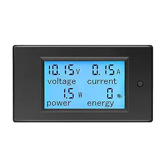KETOTEK Amp Volt Watt Kwh Meter Tester Panel Digital 4 in 1 Ammeter Voltmeter Multimeter 12V DC 6.5-100V 20A, Voltage Current Power Energy Usage Monitor LCD Display Car Motorbike Solar