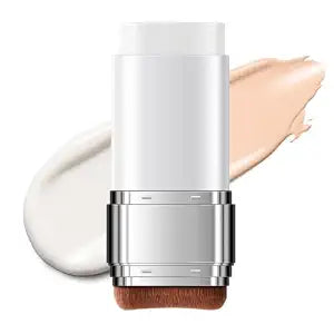 Color Changing Foundation Stick for Mature Skin, 2-in-1 Foundation Stick with Built-In Makeup Brush, Buildable Hydrating Coverage, Natural Finish, Easy Blend Face Makeup for Women (Ivory White)