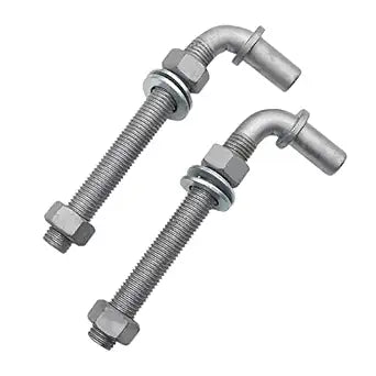 2PCS Qlvily 6" J-Bolt Post Hinge, 5/8" Male Pin J-Bolt Hinge, Nuts Included
