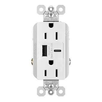 Legrand 15 Amp TR Spec Grade Outlet USB Type A/C White 1 Pack