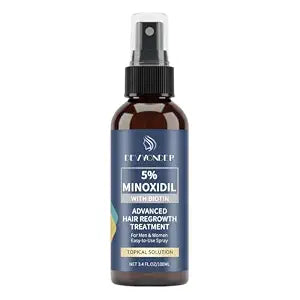 5% Minoxidil Spray for Men & Women，with Biotin to Reduce Hair Loss 3.38 OZ