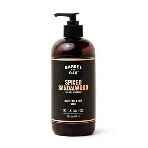 Barrel & Oak All-in-One Face Hair & Body Wash, Spiced Sandalwood, 16 oz
