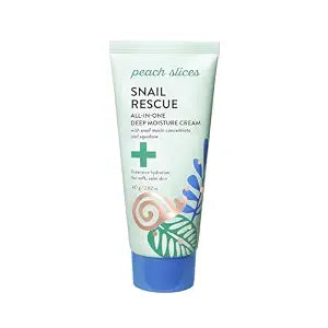 Peach Slices - Snail Rescue All-in-One Deep Moisture Cream (2.82 oz) - Snail Mucin - Intensive Hydration, Soft Skin - Squalane, Hyaluronic Acid & Cica - Clean, Cruelty Free, Korean Skin Care & Beauty