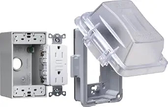 TayMac 1-Gang Weatherproof in-Use Outdoor GFCI Outlet Cover Kit, Clear/Gray