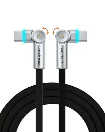 chubbycable RotateX 240W 180 Rotating USB C to USB C Cable, Black, 6.6ft