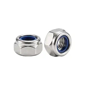 M5-0.8 (50 Pack) Nylon Insert Locknuts, 18-8 (304) Stainless Steel Bright Finish Full Thread Anti Corrosion Coarse Lock Nut Commercial Grade Hardware Nuts for Boats, Dock, Car