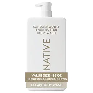 Native Clean Body Wash for Women & Men, Sandalwood & Shea Butter, 36 fl oz