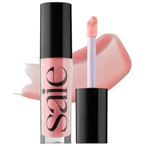 Saie Glossybounce - Hydrating Lip Gloss and Tinted Lip Oil Hybrid with Hyaluronic Acid & Jojoba Oil for Non-Sticky, Ultra-Shiny, Plump & Soft Lips - Everyday Makeup Essential - Bubble (.17 oz)